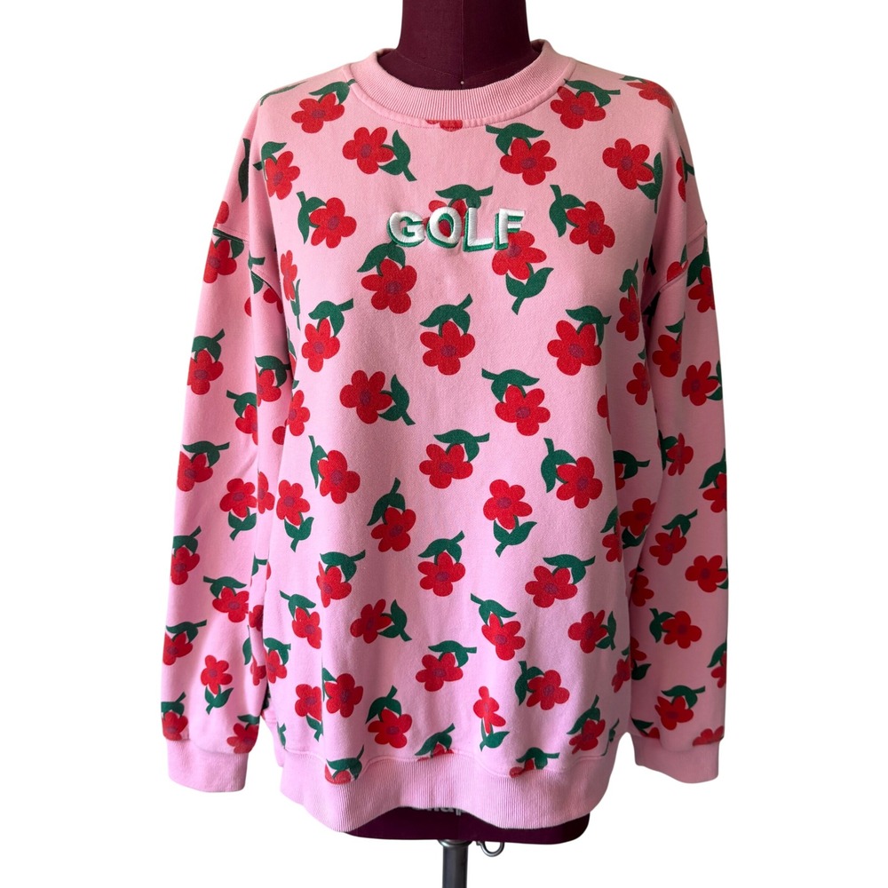 Golf Wang Sweatshirt Womens Floral Print Embroidered Logo Pink XL
